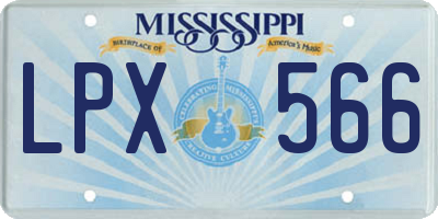 MS license plate LPX566