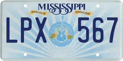 MS license plate LPX567