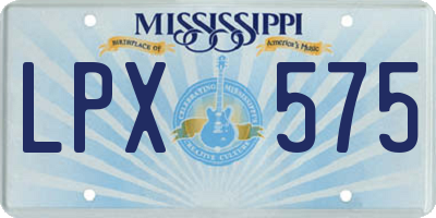 MS license plate LPX575