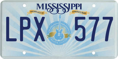 MS license plate LPX577