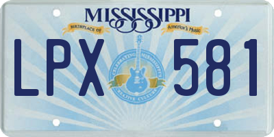 MS license plate LPX581