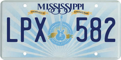 MS license plate LPX582