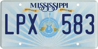 MS license plate LPX583