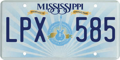 MS license plate LPX585