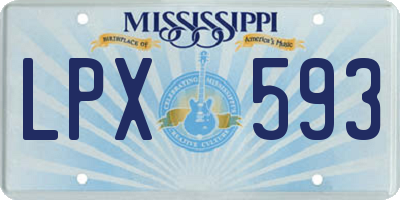 MS license plate LPX593