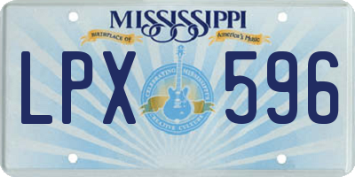 MS license plate LPX596