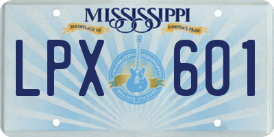 MS license plate LPX601