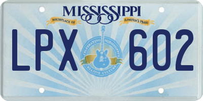 MS license plate LPX602