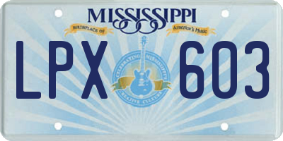 MS license plate LPX603