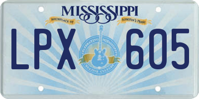 MS license plate LPX605