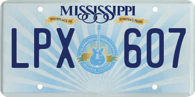 MS license plate LPX607