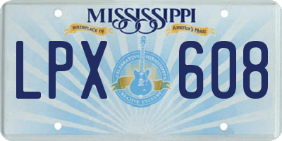 MS license plate LPX608