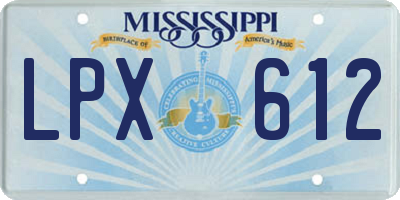 MS license plate LPX612