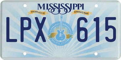 MS license plate LPX615