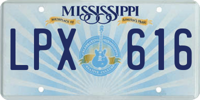 MS license plate LPX616