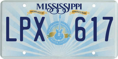 MS license plate LPX617
