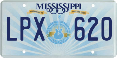 MS license plate LPX620