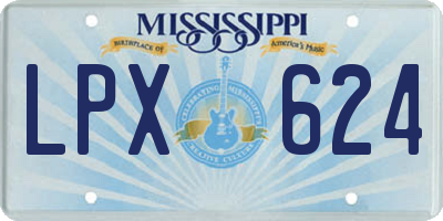MS license plate LPX624