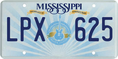 MS license plate LPX625