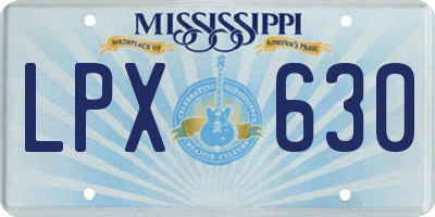 MS license plate LPX630