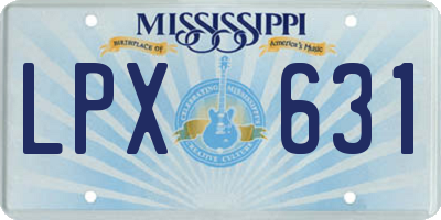 MS license plate LPX631