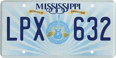 MS license plate LPX632