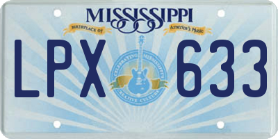 MS license plate LPX633