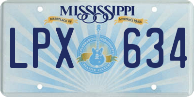 MS license plate LPX634