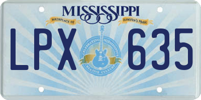 MS license plate LPX635