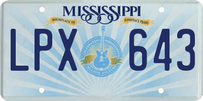 MS license plate LPX643
