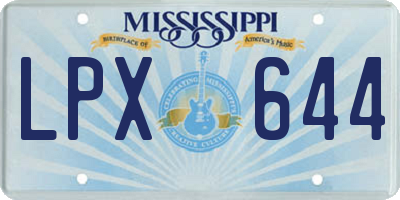 MS license plate LPX644