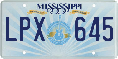 MS license plate LPX645