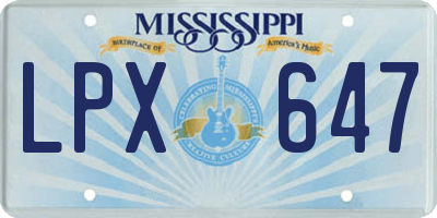 MS license plate LPX647