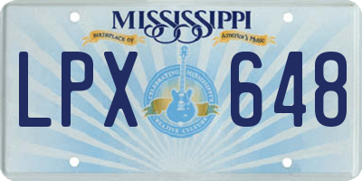 MS license plate LPX648
