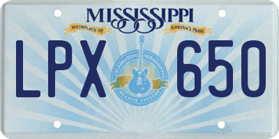 MS license plate LPX650
