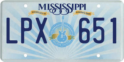 MS license plate LPX651
