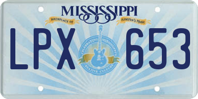 MS license plate LPX653