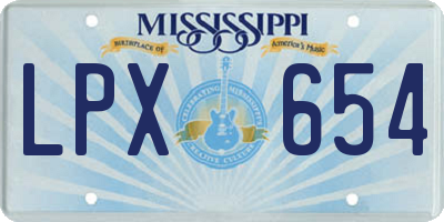MS license plate LPX654