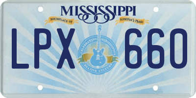 MS license plate LPX660