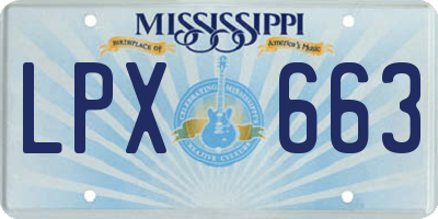 MS license plate LPX663
