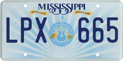 MS license plate LPX665