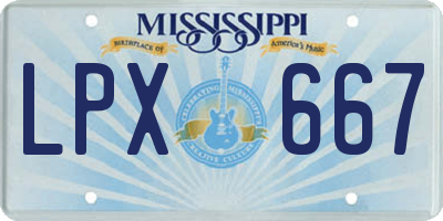 MS license plate LPX667