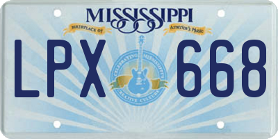 MS license plate LPX668