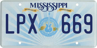 MS license plate LPX669