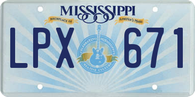 MS license plate LPX671