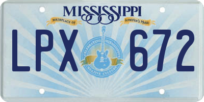 MS license plate LPX672