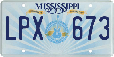 MS license plate LPX673