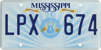 MS license plate LPX674