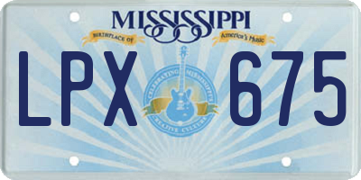 MS license plate LPX675