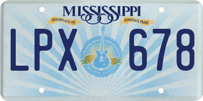 MS license plate LPX678